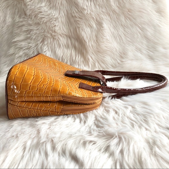 SOLD❗️ESBEDA Leather Satchel Reptile Pattern bag - Picture 3 of 8